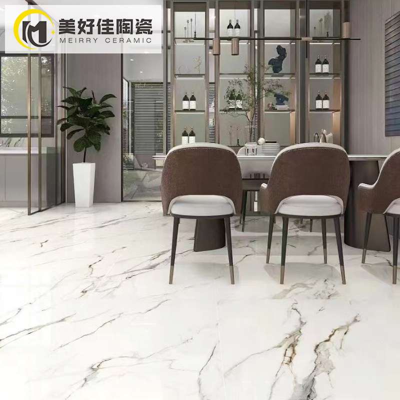 佛山通体大理石瓷砖600x1200寒江雪客厅地板砖法式轻奢鱼肚金地砖