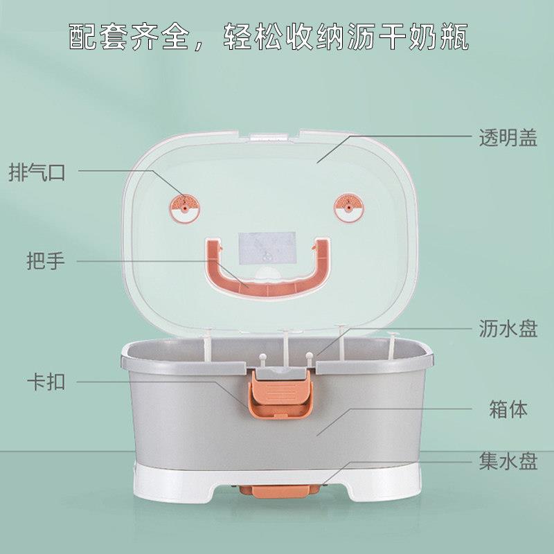 多功水能奶瓶纳箱大空间透收明宝宝餐具储存盒沥防尘晾干粉多功能