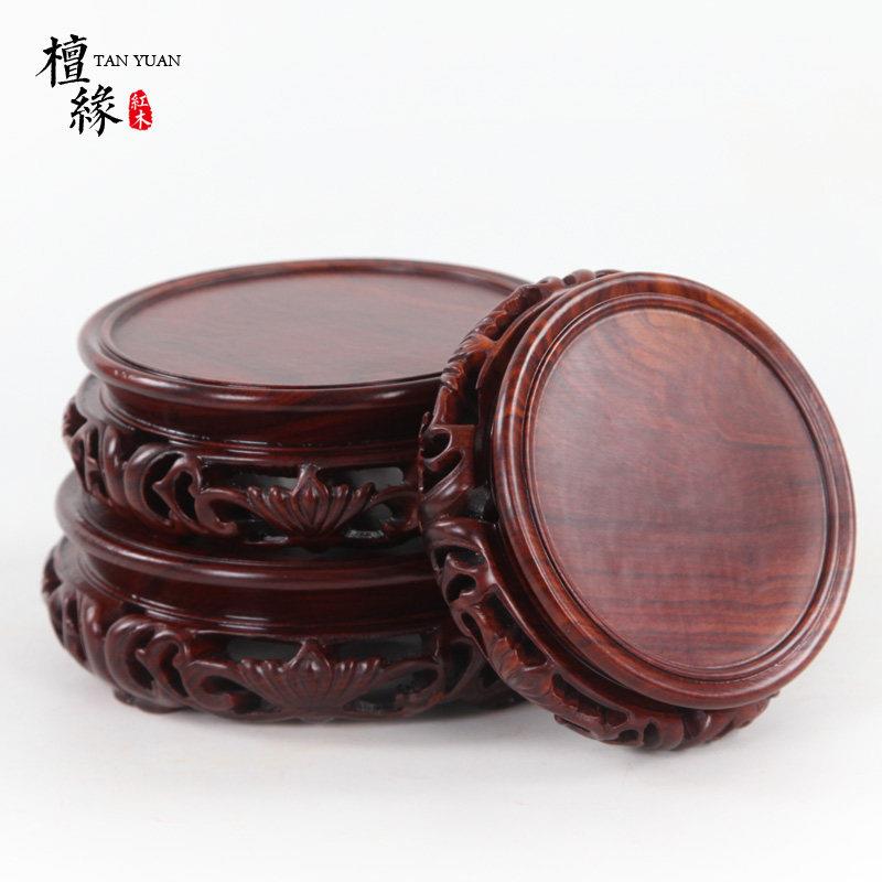 红木质圆座紫砂茶壶陶CHI瓷花瓶鱼缸整底木石奇座形子摆件木托