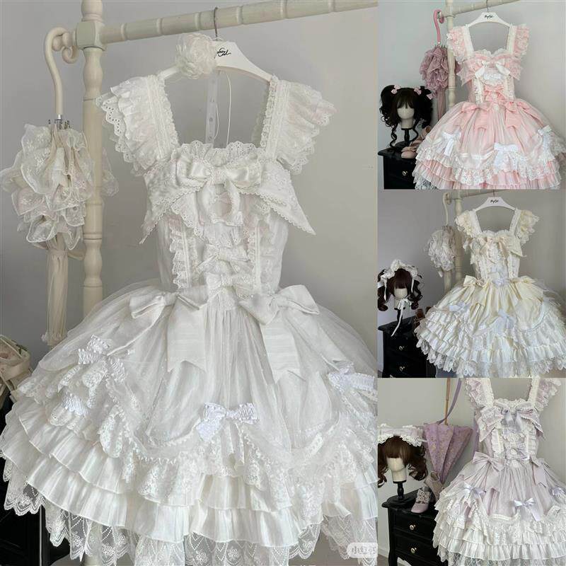 茶喵丨实体店现货丨小黄油坠落天使纯色C小花嫁doll感古早lolita