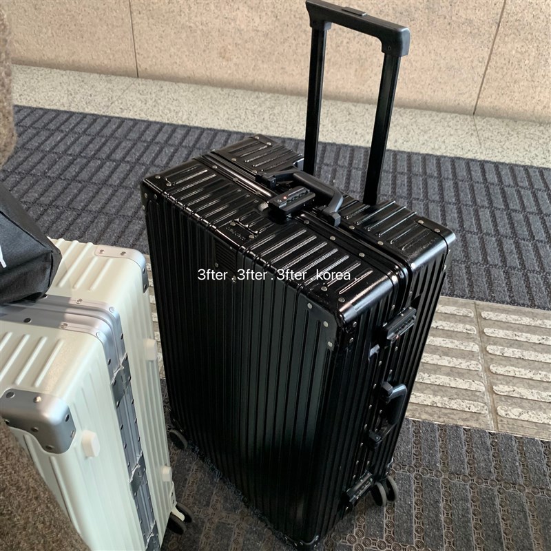 新色亮黑做好啦~旅游必用s29寸超大旅游必需品男女学生铝框行李箱