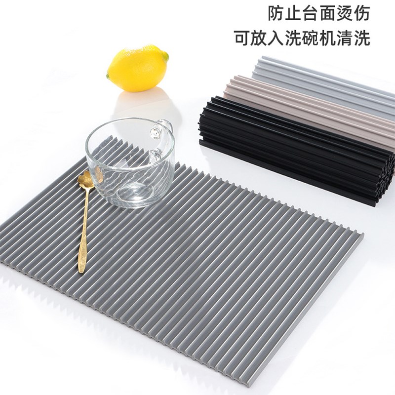 厨房灶边b锅垫硅胶隔热垫耐高温垫子餐桌烤盘防烫桌垫方加大沥水