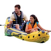 双人冲锋 船橡皮划艇舟漂流船桨气泵新款 甄选intex 68307