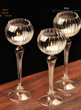 甄选mxmade欧式花型脚烛台 手工制作玻璃装饰品 浪漫摆件