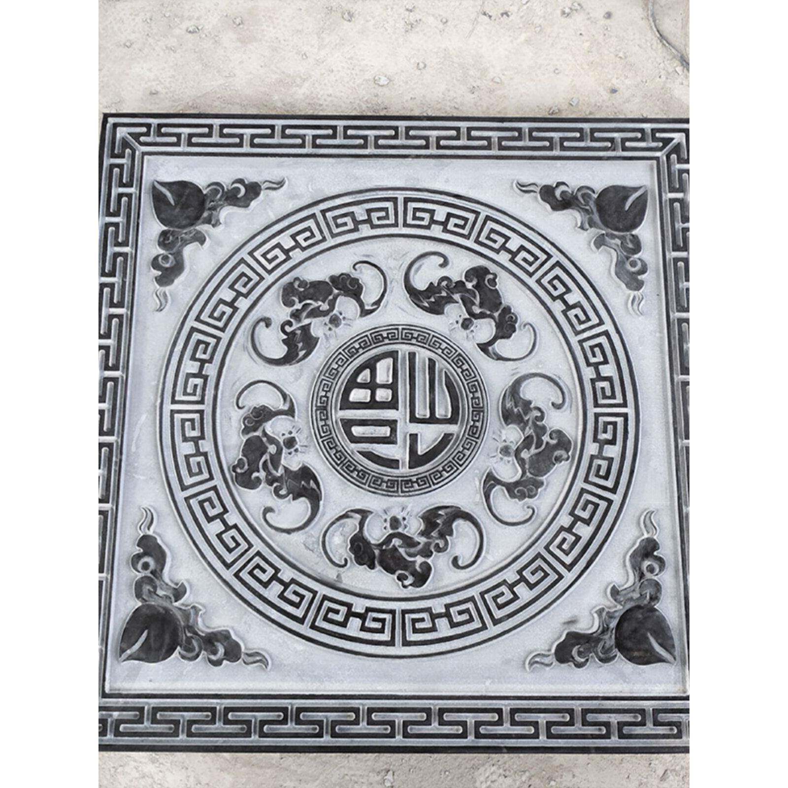石雕0131壁画青石雕庭院背景墙装饰方形中浮式彷建古地雕古镂空窗