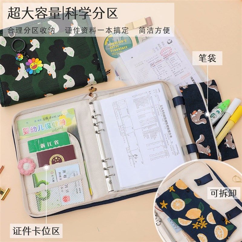 A5棉布便携孕妈孕检报告单子拉o链手提包手包档案检查单A4孕妇妈