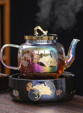 贝彩烧玻璃煮茶壶l套装电陶炉花茶器家用茶具烧水炉养生蒸水泡茶