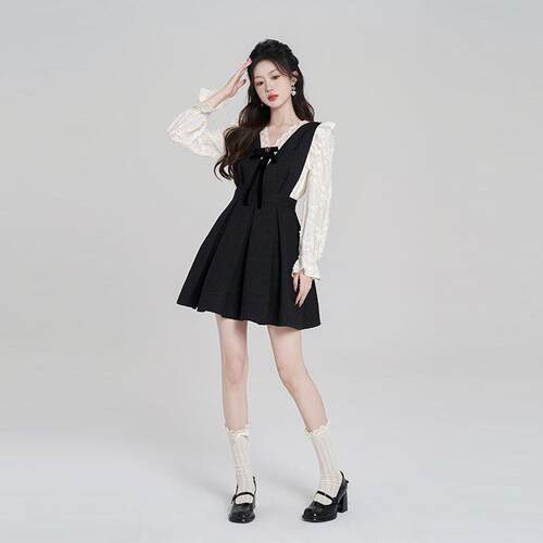 高级感气质蕾丝衬衫抱婴裙套装髦女春ZdQRzHNT季新款甜袋美时洋套