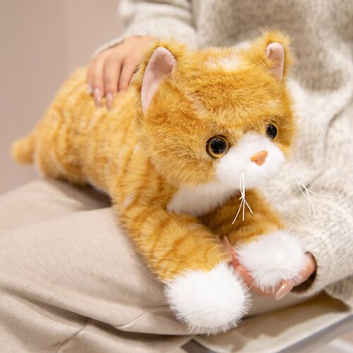 仿真小猫咪玩偶毛绒玩具灰白黑猫儿童陪睡娃娃仿真V猫公仔女生礼