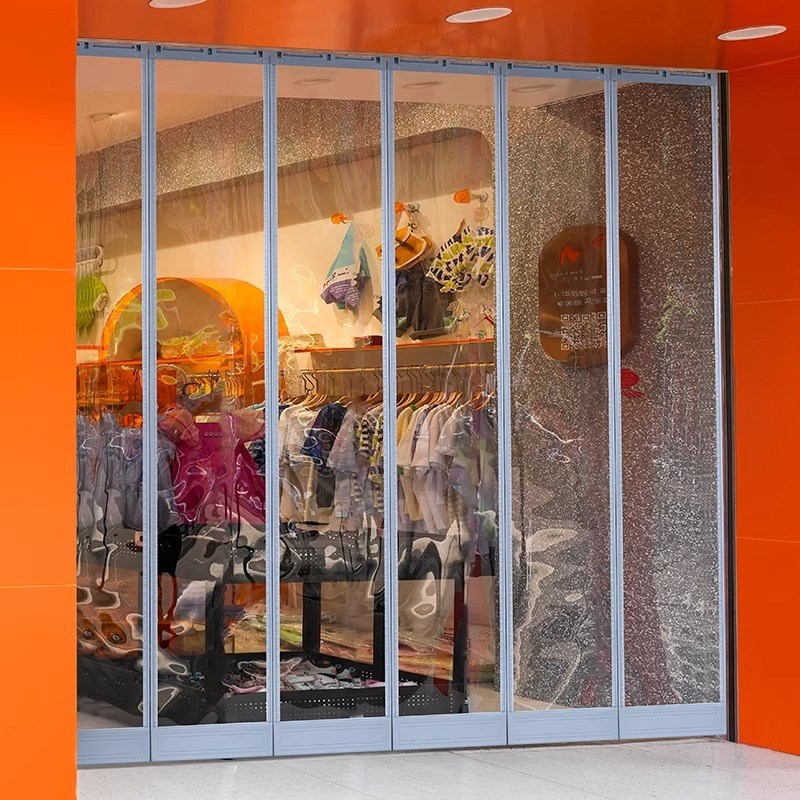 商场服装店大门口门面n房磁吸自吸透明空调隔断帘PVC挡风门帘商用