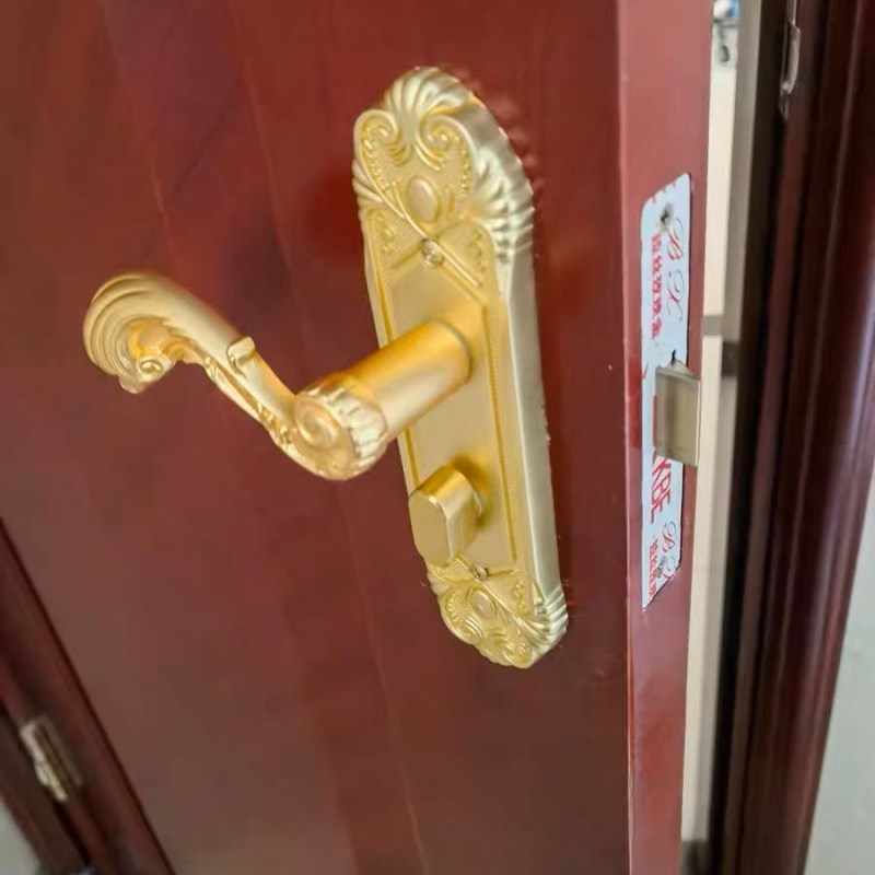 替换恒大精装房室内门锁5050x锁体单舌插芯锁金色内门把手锁孔110