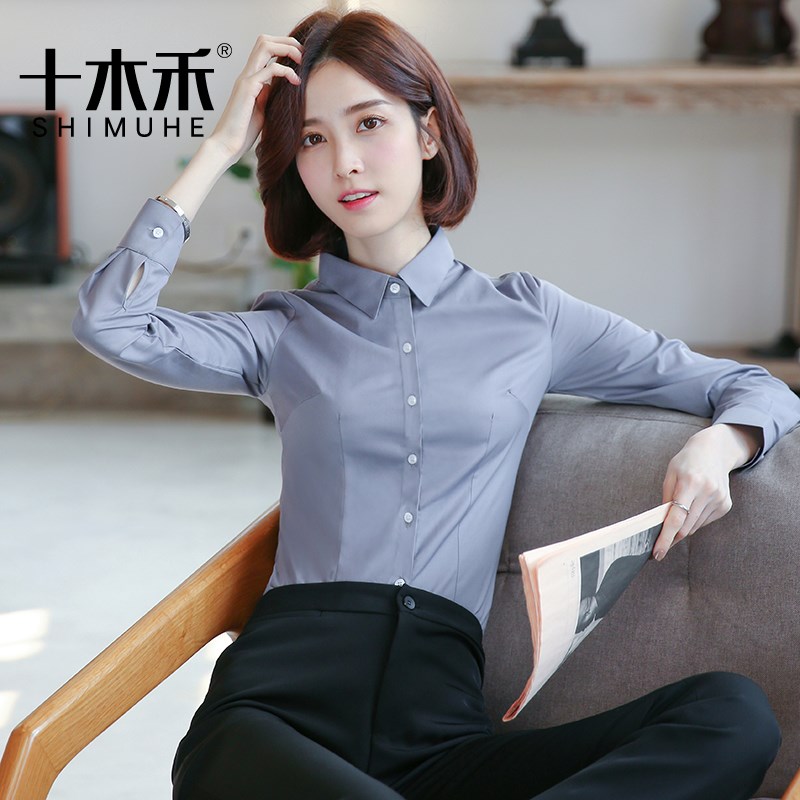 职业白衬衫女长袖正装工作服2025春装新款商P务面试工装气质衬衣