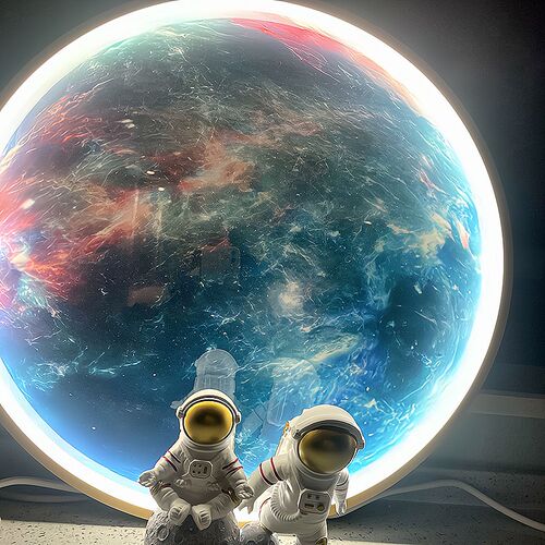 发光客厅入户走廊灯壁画现代简约卧室月球挂画圆形玄W关星球装网
