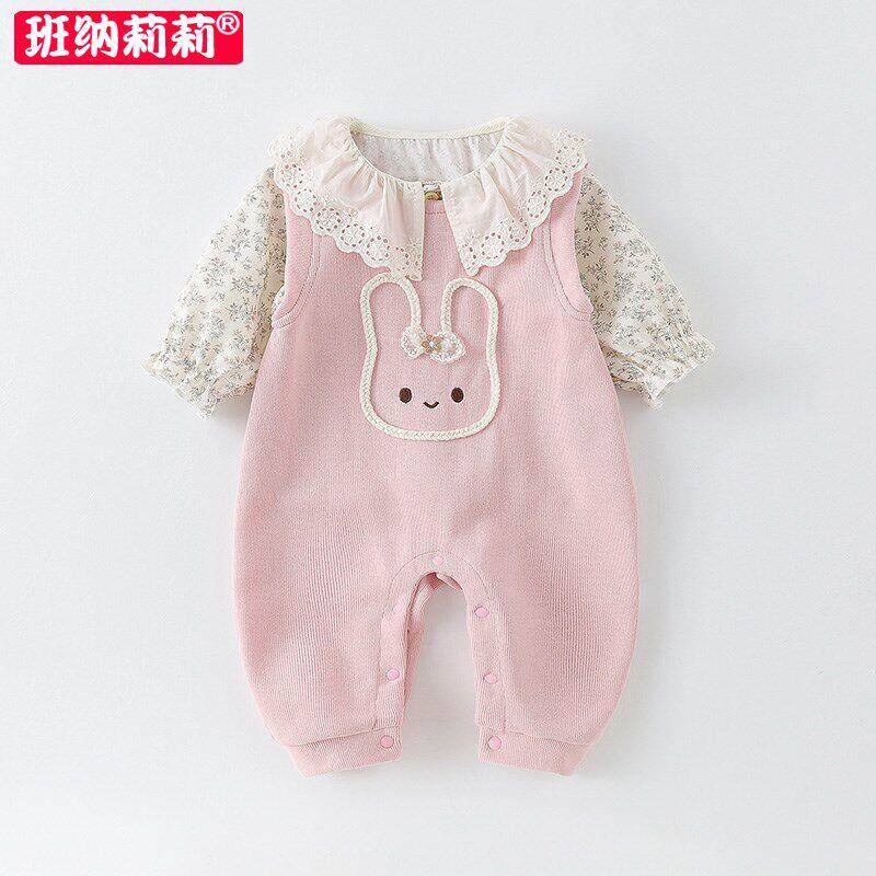女宝婴宝春装套背带裤幼儿洋气春季一岁儿衣装春秋小6hHUV9d1服月