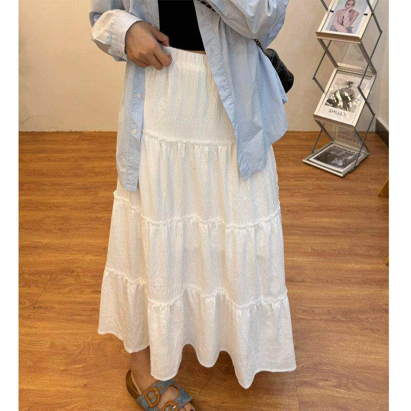 夏季新长显款大码白色糕蛋裙女胖妹妹JZY遮胯瘦中款字