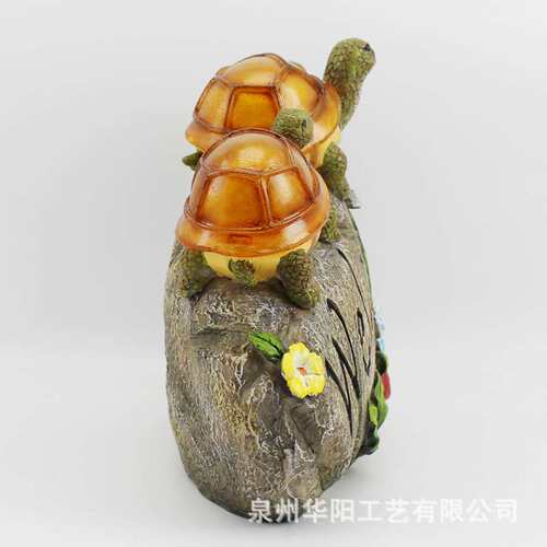 新品庭院太阳能Welcome乌龟摆饰树脂工艺品花园乌龟摆件