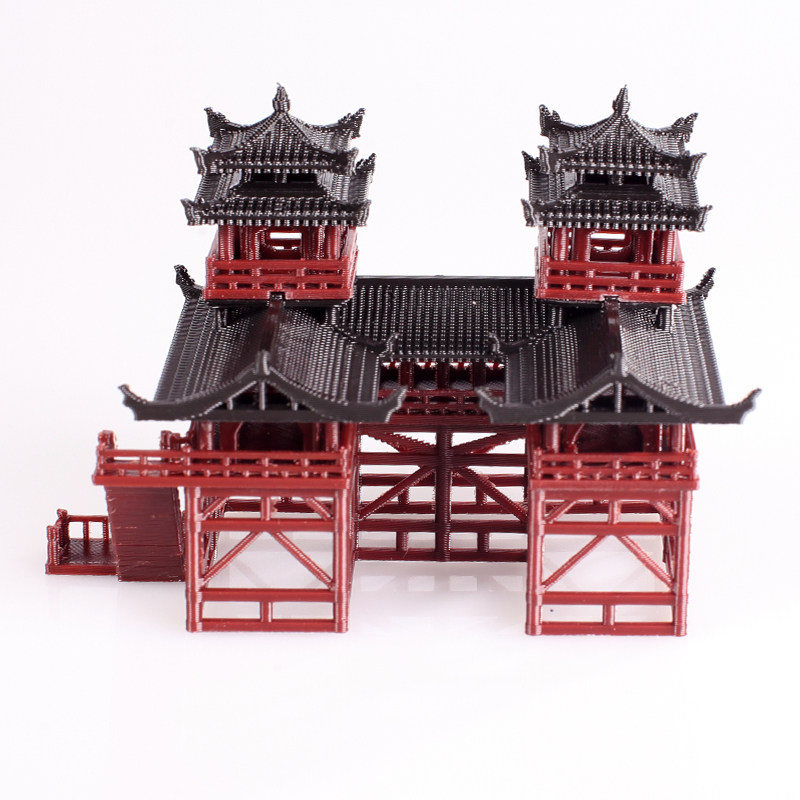 双子楼造景小摆件假山奇石水陆缸鱼缸庭院盆景书房中式古建筑模型