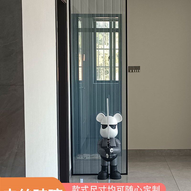 定制极窄门钢化艺术夹丝玻璃屏风客厅玄关隔断双层夹胶夹娟玻璃