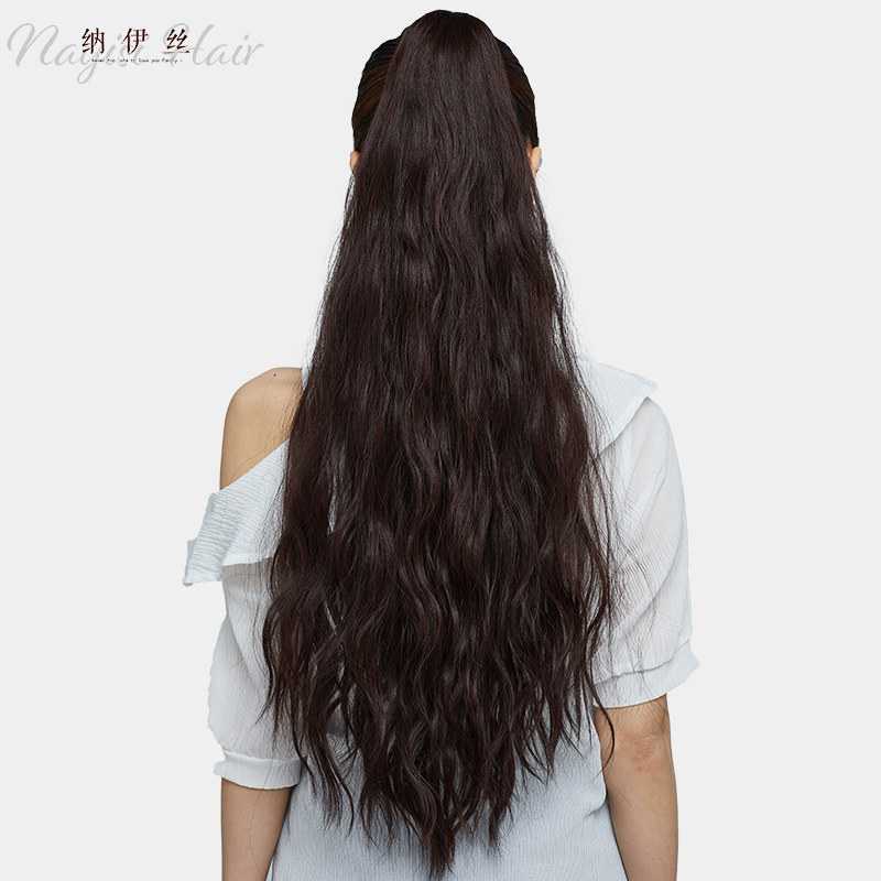 高马尾假发女长发长卷发大波w浪梨花绑带式辫子中长款抓夹式假发