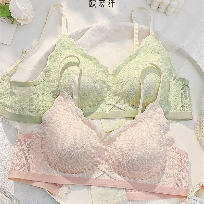 小胸聚拢内衣e女无痕无钢圈防下垂收副乳薄款学生高中生文胸罩夏