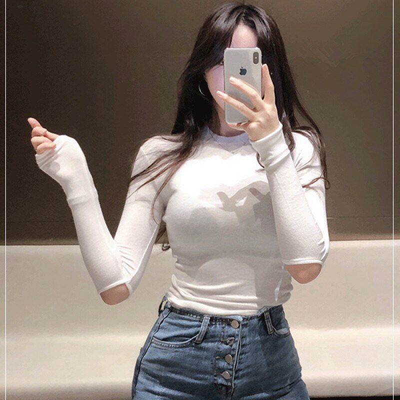 小圆领发热保暖纤维打p底衫女长袖厚款秋冬新款紧身T恤圆领秋衣