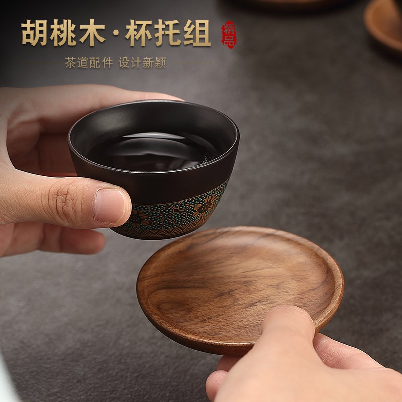 胡桃木茶垫杯垫茶杯垫壶垫托桌面隔热垫原木实木杯垫木质茶道杯托