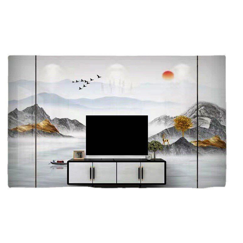 瓷砖电视背景墙效果图高温微晶石岩板现代简约客厅石材大板沙发墙