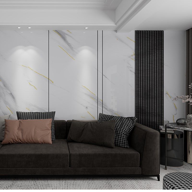碳岩板电视背景墙自粘墙贴大理石碳晶板公司前台墙纸店铺装修墙板