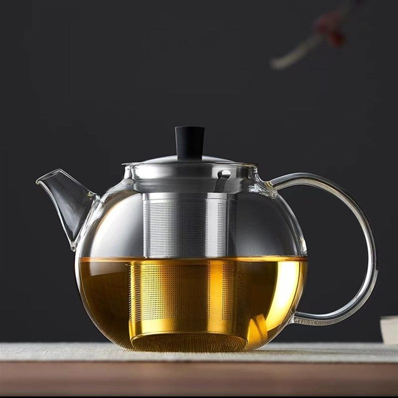 圆肚玻璃泡茶壶家用耐热加厚玻璃茶壶大容量水壶花茶壶红茶茶具