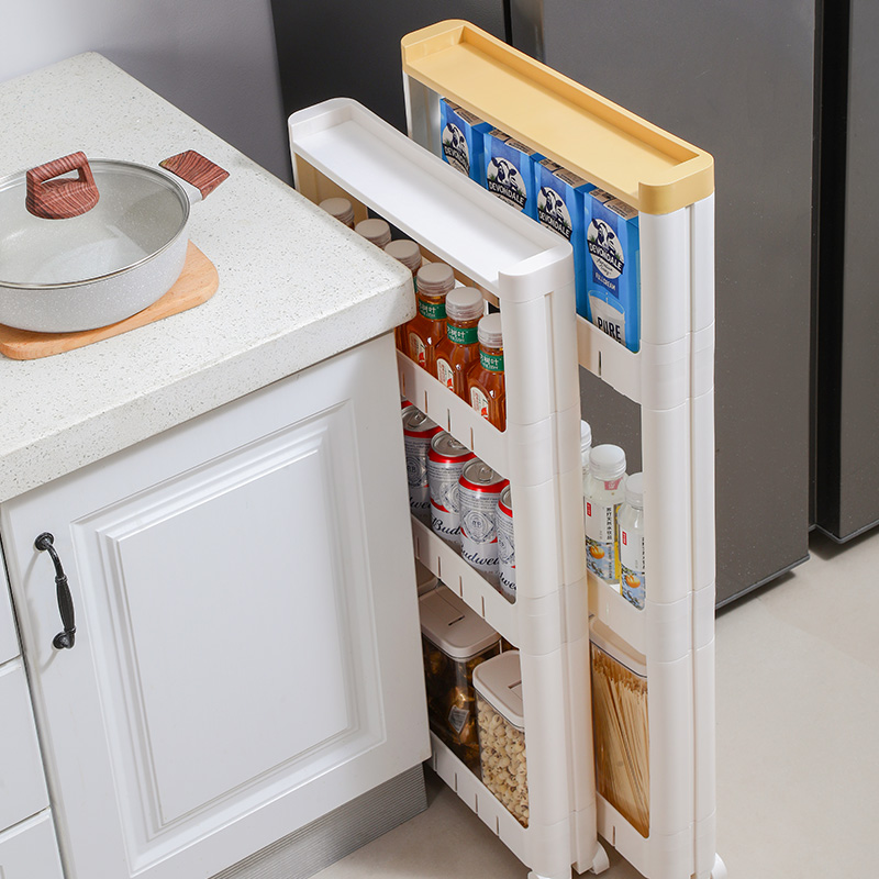 10cm厨房置物架落地多层多功能可移动小推车卫生间带顶夹缝收纳柜