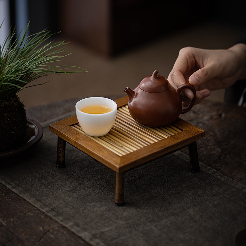 叶屿干泡茶台壶垫竹制杯托博古架沥水杯架杯桥壶承家用茶道展示架