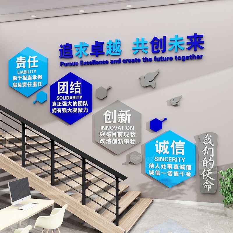 办公室墙面装饰企业文化背景激励志销售墙贴纸会议公司标语