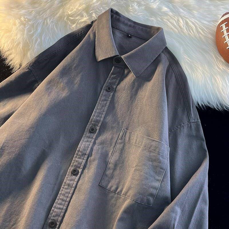 定制长袖衬衫印logo图案大码衬衣宽松西餐厅咖啡馆奶茶工作服班服