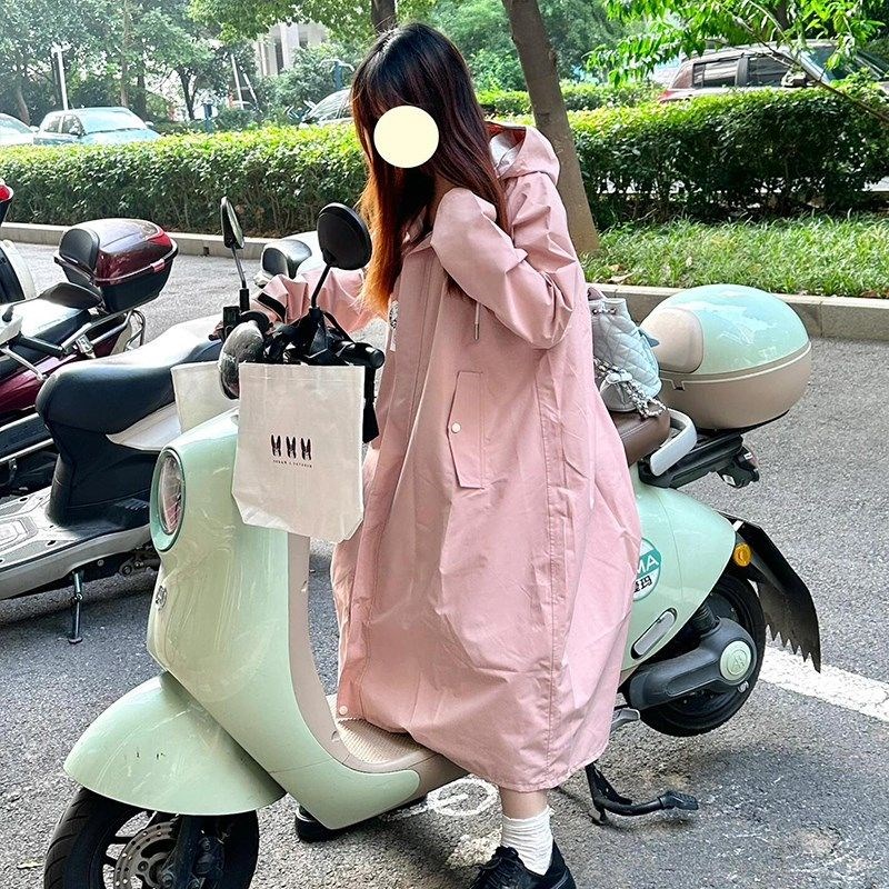 电动车雨衣人车分l离长款全身防风防暴雨加厚加大U牛津布少女粉雨
