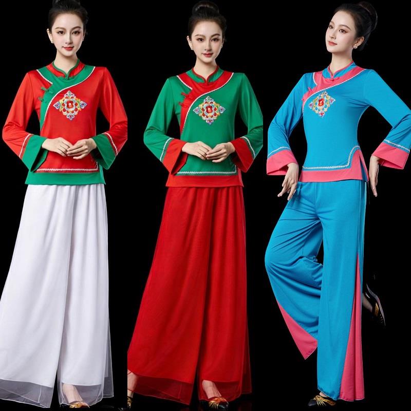 2026新款民族风m广场舞服装女团队服传统表演出秧歌服跳舞蹈服套