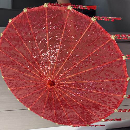 古风重工珠绣婚伞结婚新娘喜伞出门红伞喜庆婚庆伞红Z色婚礼古风