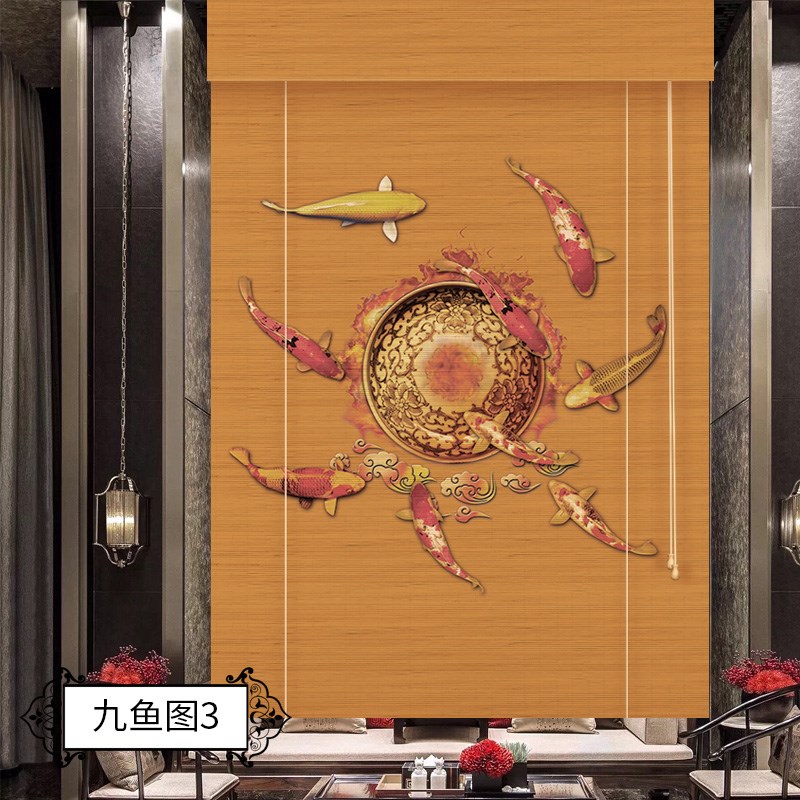竹帘卷帘窗帘卷拉式升降茶室客厅遮阳隔断门帘背景装饰挂画竹帘子