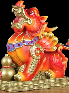 彩铜招财貔貅摆件皮丘家居客厅玄关工艺品办公室摆设商务乔迁礼品