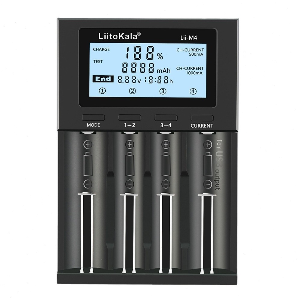 甄选LiitoKala lii-M4 带分容/LCD液晶显示 4通道独立充电器 5V2A