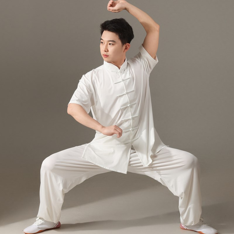 太极服牛奶丝女春夏季o武术训练服表演服新款太极拳练功服男士套