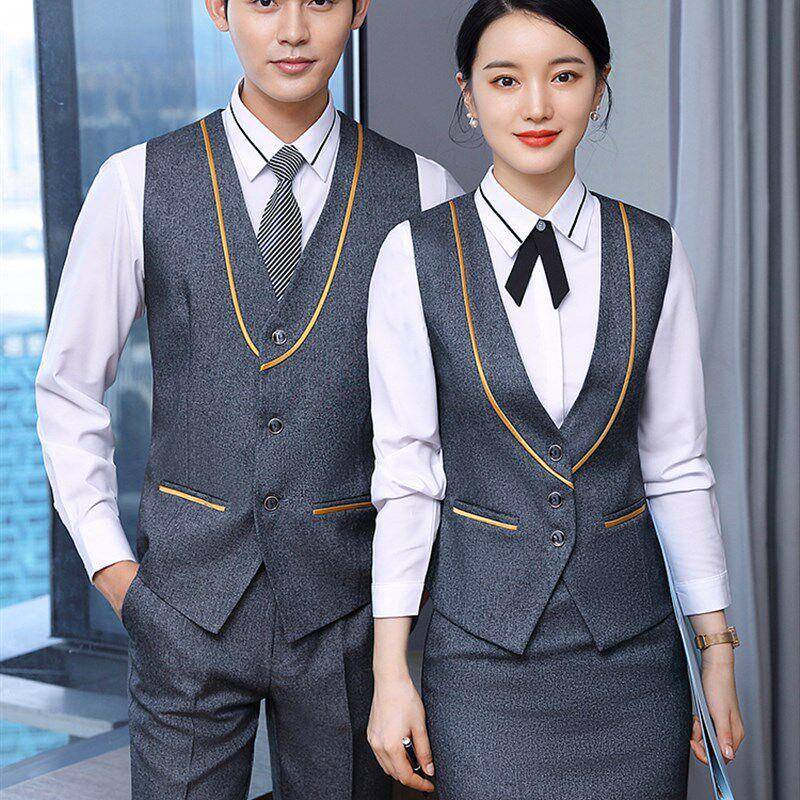 业马甲oNWRQcQd前套装女空姐制服酒店台美职容师收服务员工银作服