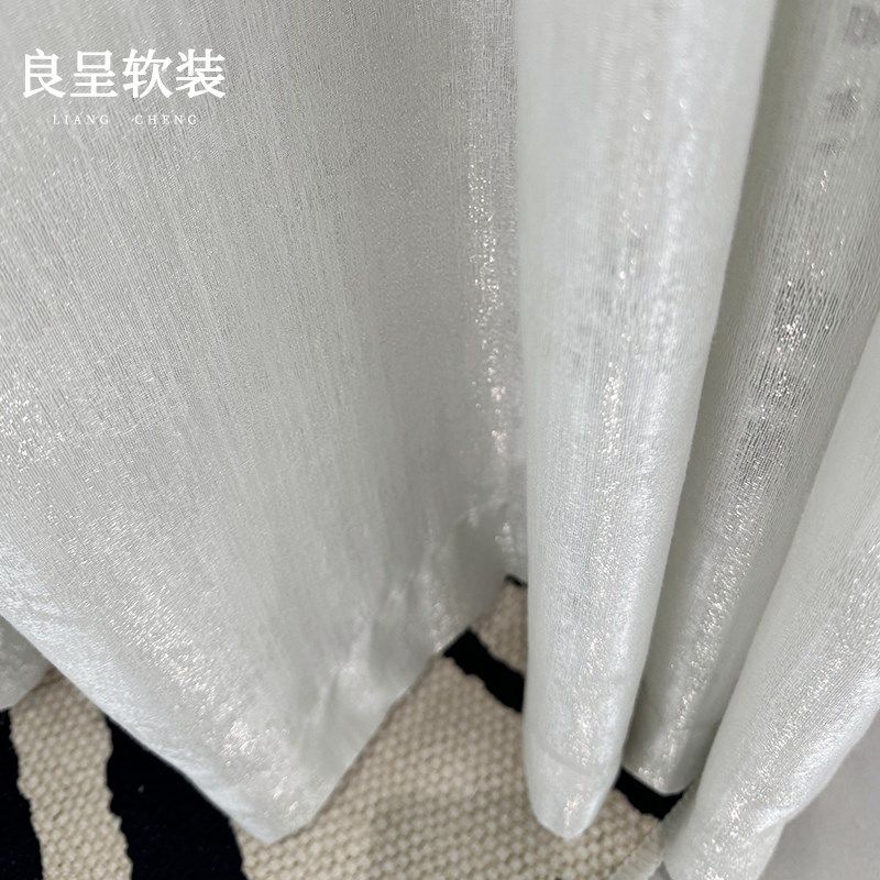 白松露纱 透光不透人纱s帘法式风格中古风窗帘客厅阳台窗纱半遮光