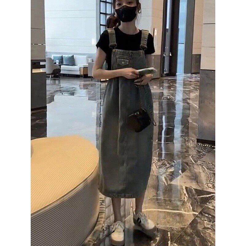 裙牛仔女遮夏季薄款胖遮肉胯背带梨07154178型身材显瘦中