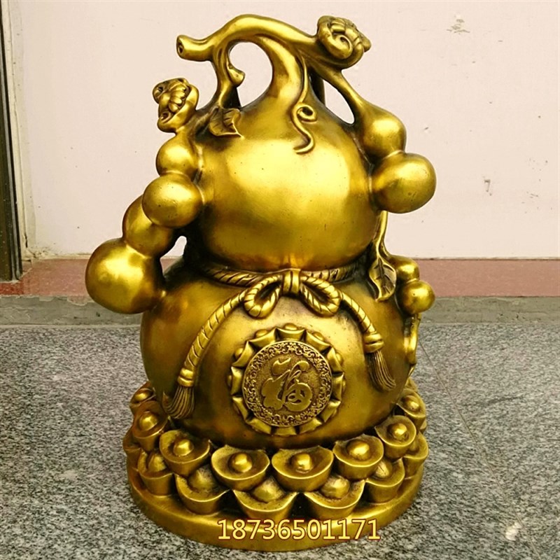 纯铜葫芦招财葫芦元宝葫芦八宝葫芦家居铜R器工艺品摆件大号