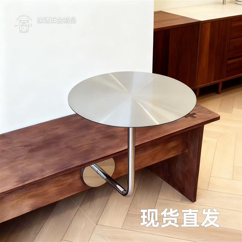 不锈钢304小桌子n简约咖啡厅挂壁圆桌奶茶店网红款靠墙壁挂桌卡座