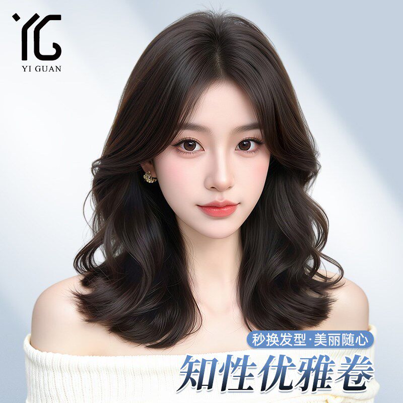假发女中长发卷发无痕隐形蕾丝递针蓬松自然卷发自然全.真发全头
