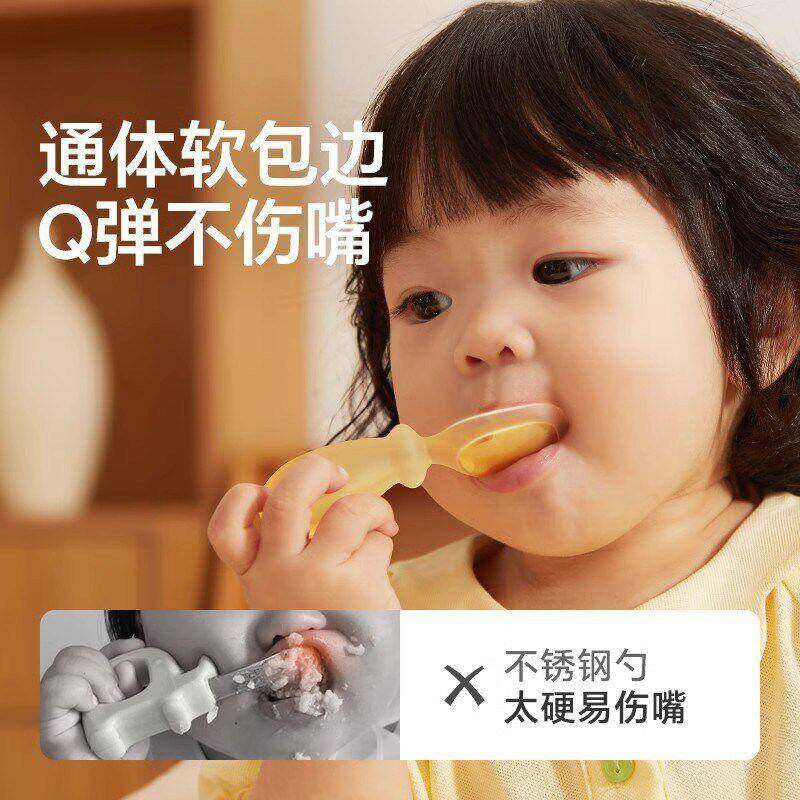 宝宝勺子月婴幼儿吃饭练餐叉训辅fEDaOmgg食鸡腿岁自主进食具学习