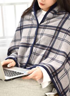 秋冬季女多用途披斗肩绒学生公摇粒绒披室盖膝午睡毯加保办暖空调