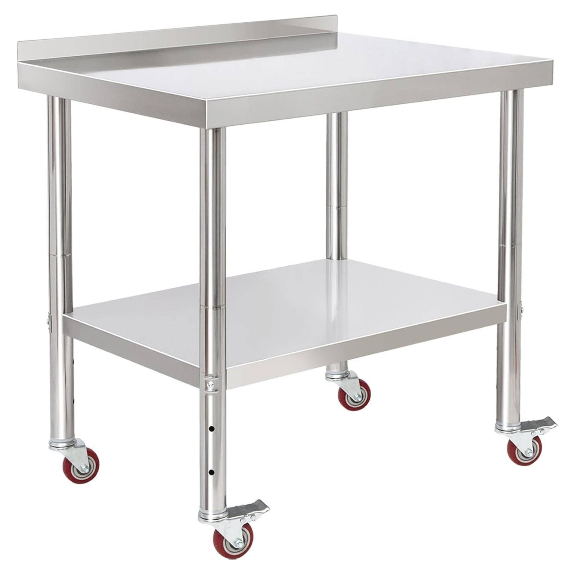 美式工作台不锈钢工作台可移动式双层操作桌子面案板打荷台打包台