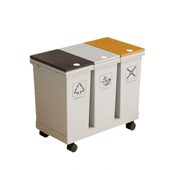 甄选厨房干湿分离垃圾桶大号带轮分类垃圾箱家用带盖大容量按压垃